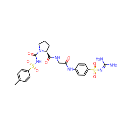 Cc1ccc(S(=O)(=O)NC(=O)N2CCC[C@H]2C(=O)NCC(=O)Nc2ccc(S(=O)(=O)N=C(N)N)cc2)cc1 ZINC000029480773