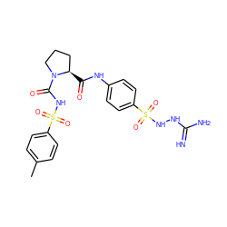 Cc1ccc(S(=O)(=O)NC(=O)N2CCC[C@H]2C(=O)Nc2ccc(S(=O)(=O)NNC(=N)N)cc2)cc1 ZINC000013808176