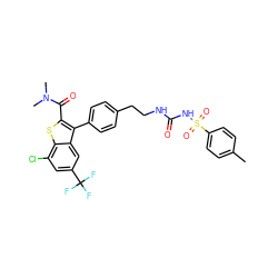 Cc1ccc(S(=O)(=O)NC(=O)NCCc2ccc(-c3c(C(=O)N(C)C)sc4c(Cl)cc(C(F)(F)F)cc34)cc2)cc1 ZINC000066104182