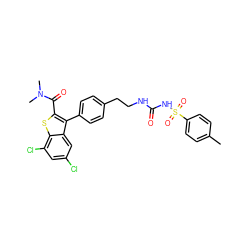 Cc1ccc(S(=O)(=O)NC(=O)NCCc2ccc(-c3c(C(=O)N(C)C)sc4c(Cl)cc(Cl)cc34)cc2)cc1 ZINC000066103443