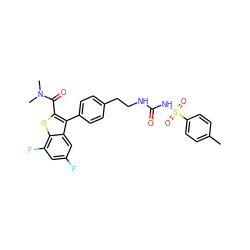 Cc1ccc(S(=O)(=O)NC(=O)NCCc2ccc(-c3c(C(=O)N(C)C)sc4c(F)cc(F)cc34)cc2)cc1 ZINC000066104179