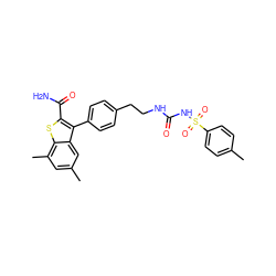 Cc1ccc(S(=O)(=O)NC(=O)NCCc2ccc(-c3c(C(N)=O)sc4c(C)cc(C)cc34)cc2)cc1 ZINC000066100727