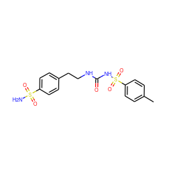 Cc1ccc(S(=O)(=O)NC(=O)NCCc2ccc(S(N)(=O)=O)cc2)cc1 ZINC000002385795