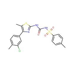 Cc1ccc(S(=O)(=O)NC(=O)Nc2nc(-c3ccc(C)c(Cl)c3)c(C)s2)cc1 ZINC000001033478