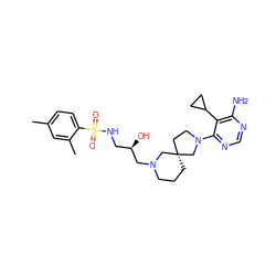 Cc1ccc(S(=O)(=O)NC[C@@H](O)CN2CCC[C@@]3(CCN(c4ncnc(N)c4C4CC4)C3)C2)c(C)c1 ZINC000071319232
