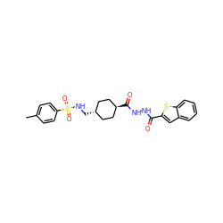 Cc1ccc(S(=O)(=O)NC[C@H]2CC[C@H](C(=O)NNC(=O)c3cc4ccccc4s3)CC2)cc1 ZINC000261158834