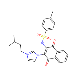 Cc1ccc(S(=O)(=O)NC2=C(n3cc[n+](CCC(C)C)c3)C(=O)c3ccccc3C2=O)cc1 ZINC000017145593