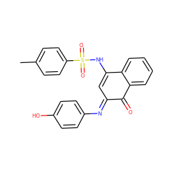 Cc1ccc(S(=O)(=O)NC2=CC(=Nc3ccc(O)cc3)C(=O)c3ccccc32)cc1 ZINC000253987442