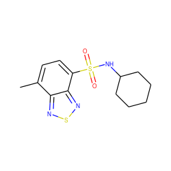 Cc1ccc(S(=O)(=O)NC2CCCCC2)c2nsnc12 ZINC000000175589