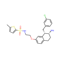 Cc1ccc(S(=O)(=O)NCCOc2ccc3c(c2)[C@H](Cc2cccc(Cl)c2)[C@H](N)CC3)s1 ZINC000142451631