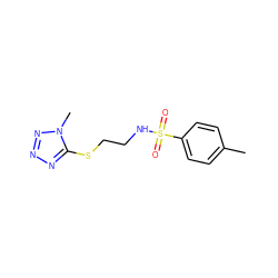 Cc1ccc(S(=O)(=O)NCCSc2nnnn2C)cc1 ZINC000001774099