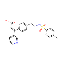 Cc1ccc(S(=O)(=O)NCCc2ccc(/C(=C\C(=O)O)c3cccnc3)cc2)cc1 ZINC000013733211