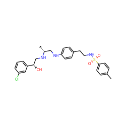 Cc1ccc(S(=O)(=O)NCCc2ccc(NC[C@@H](C)NC[C@H](O)c3cccc(Cl)c3)cc2)cc1 ZINC000013472208