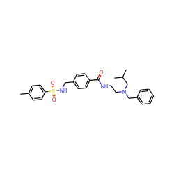 Cc1ccc(S(=O)(=O)NCc2ccc(C(=O)NCCN(Cc3ccccc3)CC(C)C)cc2)cc1 ZINC000066147803