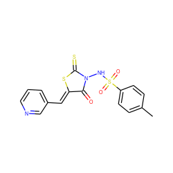 Cc1ccc(S(=O)(=O)NN2C(=O)/C(=C/c3cccnc3)SC2=S)cc1 ZINC000006153274