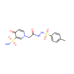 Cc1ccc(S(=O)(=O)NNC(=O)Cn2ccc(=O)c(S(N)(=O)=O)c2)cc1 ZINC000095559001