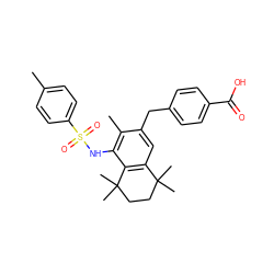 Cc1ccc(S(=O)(=O)Nc2c(C)c(Cc3ccc(C(=O)O)cc3)cc3c2C(C)(C)CCC3(C)C)cc1 ZINC000038218159