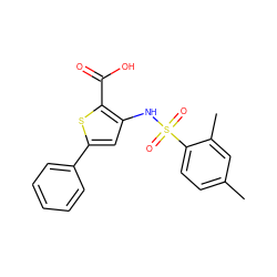 Cc1ccc(S(=O)(=O)Nc2cc(-c3ccccc3)sc2C(=O)O)c(C)c1 ZINC000013589565