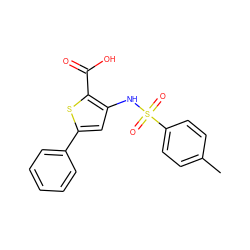 Cc1ccc(S(=O)(=O)Nc2cc(-c3ccccc3)sc2C(=O)O)cc1 ZINC000003648506