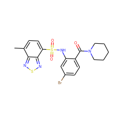 Cc1ccc(S(=O)(=O)Nc2cc(Br)ccc2C(=O)N2CCCCC2)c2nsnc12 ZINC000035065152