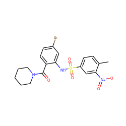 Cc1ccc(S(=O)(=O)Nc2cc(Br)ccc2C(=O)N2CCCCC2)cc1[N+](=O)[O-] ZINC000028969351