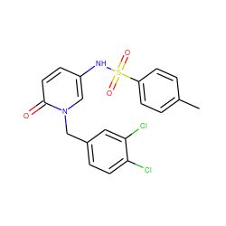 Cc1ccc(S(=O)(=O)Nc2ccc(=O)n(Cc3ccc(Cl)c(Cl)c3)c2)cc1 ZINC000001396490