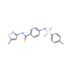 Cc1ccc(S(=O)(=O)Nc2ccc(C(=O)Nc3cc(C)on3)cc2)cc1 ZINC000001124348