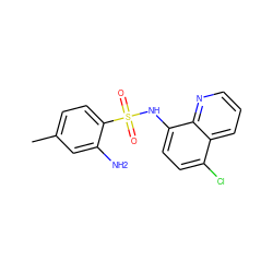 Cc1ccc(S(=O)(=O)Nc2ccc(Cl)c3cccnc23)c(N)c1 ZINC000205635904