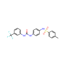 Cc1ccc(S(=O)(=O)Nc2ccc(NC(=O)Nc3cccc(C(F)(F)F)c3)cc2)cc1 ZINC000001121623