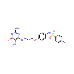 Cc1ccc(S(=O)(=O)Nc2ccc(OCCCNc3nc(N)[nH]c(=O)c3N=O)cc2)cc1 ZINC000027733261