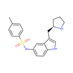 Cc1ccc(S(=O)(=O)Nc2ccc3[nH]cc(C[C@H]4CCCN4)c3c2)cc1 ZINC000013607638