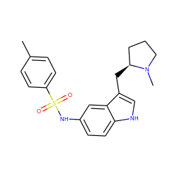 Cc1ccc(S(=O)(=O)Nc2ccc3[nH]cc(C[C@H]4CCCN4C)c3c2)cc1 ZINC000013607573