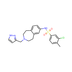 Cc1ccc(S(=O)(=O)Nc2ccc3c(c2)CCN(Cc2cc[nH]n2)CC3)cc1Cl ZINC000049019862