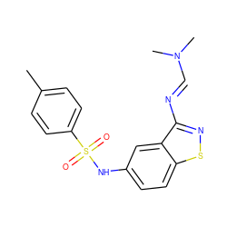 Cc1ccc(S(=O)(=O)Nc2ccc3snc(/N=C/N(C)C)c3c2)cc1 ZINC000101501655