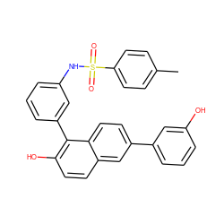 Cc1ccc(S(=O)(=O)Nc2cccc(-c3c(O)ccc4cc(-c5cccc(O)c5)ccc34)c2)cc1 ZINC000084710875