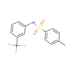 Cc1ccc(S(=O)(=O)Nc2cccc(C(F)(F)F)c2)cc1 ZINC000000364427