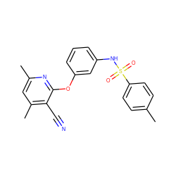 Cc1ccc(S(=O)(=O)Nc2cccc(Oc3nc(C)cc(C)c3C#N)c2)cc1 ZINC000001080271