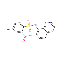 Cc1ccc(S(=O)(=O)Nc2cccc3cccnc23)c([N+](=O)[O-])c1 ZINC000000614127