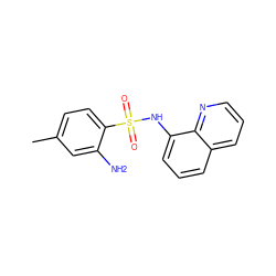 Cc1ccc(S(=O)(=O)Nc2cccc3cccnc23)c(N)c1 ZINC000013817965