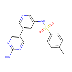 Cc1ccc(S(=O)(=O)Nc2cncc(-c3cnc(N)nc3)c2)cc1 ZINC000073166627