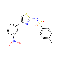 Cc1ccc(S(=O)(=O)Nc2nc(-c3cccc([N+](=O)[O-])c3)cs2)cc1 ZINC000006235014