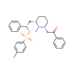 Cc1ccc(S(=O)(=O)O[C@@H](C[C@@H]2CCC[C@H](CC(=O)c3ccccc3)N2C)c2ccccc2)cc1 ZINC000045365998