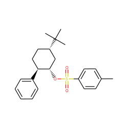 Cc1ccc(S(=O)(=O)O[C@H]2C[C@@H](C(C)(C)C)CC[C@@H]2c2ccccc2)cc1 ZINC000003954358