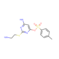 Cc1ccc(S(=O)(=O)Oc2cc(N)nc(SCCN)n2)cc1 ZINC000042922067