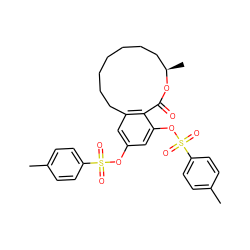 Cc1ccc(S(=O)(=O)Oc2cc3c(c(OS(=O)(=O)c4ccc(C)cc4)c2)C(=O)O[C@H](C)CCCCCCC3)cc1 ZINC000066074144