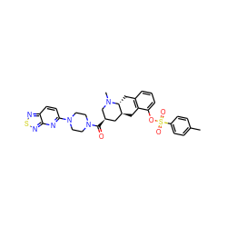 Cc1ccc(S(=O)(=O)Oc2cccc3c2C[C@H]2C[C@@H](C(=O)N4CCN(c5ccc6nsnc6n5)CC4)CN(C)[C@@H]2C3)cc1 ZINC000028949880