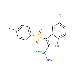 Cc1ccc(S(=O)(=O)c2c(C(N)=O)[nH]c3ccc(Cl)cc23)cc1 ZINC000003654278