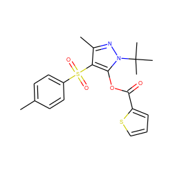 Cc1ccc(S(=O)(=O)c2c(C)nn(C(C)(C)C)c2OC(=O)c2cccs2)cc1 ZINC000004118726