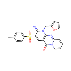 Cc1ccc(S(=O)(=O)c2cc3c(=O)n4ccccc4nc3n(Cc3ccco3)c2=N)cc1 ZINC000000799000