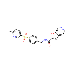 Cc1ccc(S(=O)(=O)c2ccc(CNC(=O)c3cc4ccncc4o3)cc2)cn1 ZINC000205993606